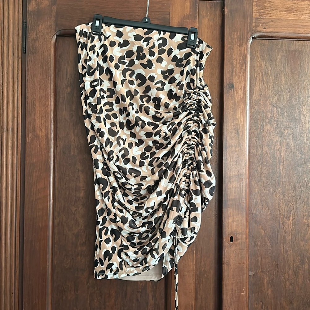 Calvin Klein Leopard Print Mesh Skirt